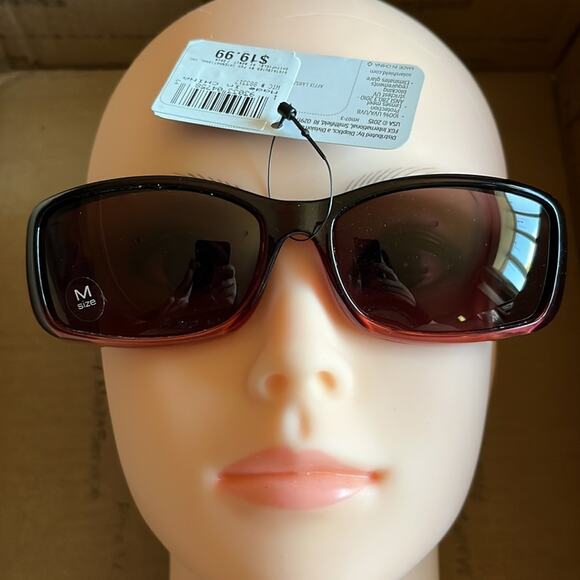 Solar Shield Fits Over Polarized Floral Ombré Sunglasses Maroon Red - Picture 10 of 10